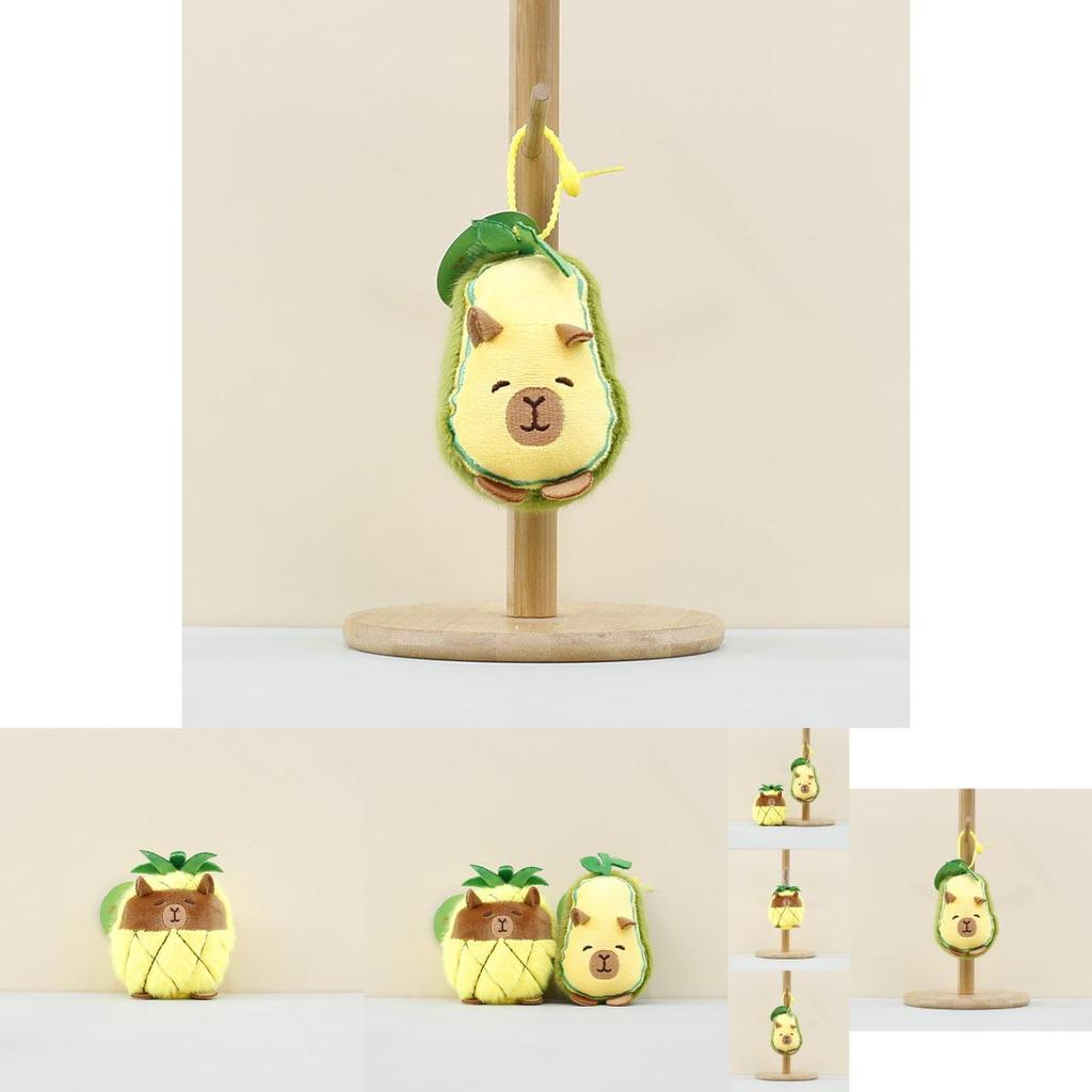 Cute Avocado Capybara Plush Toy Charming Pineapple Bag Charm Keychain 12cm Soft