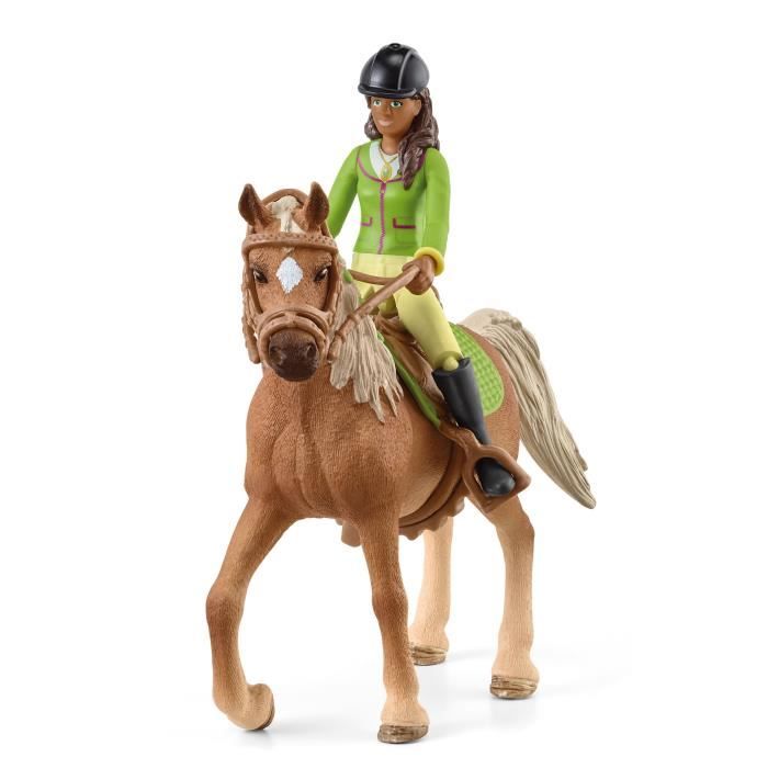 Coffret avec Sarah la Cavalière et son Cheval Mystery - Set avec Selle et Bride Amovibles, Figurine Mobile - Divertissement Plein