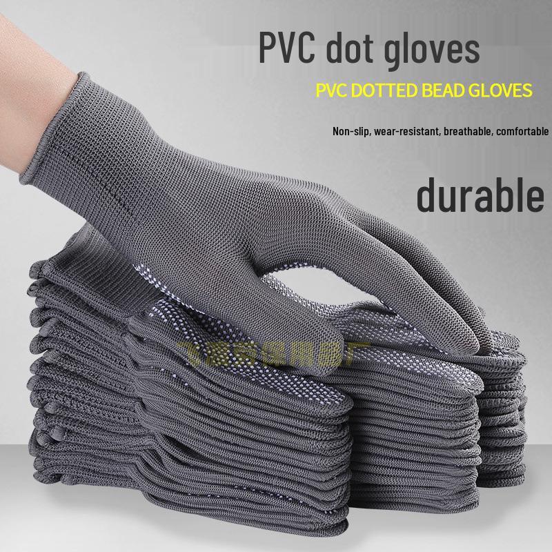 Thin Nylon Anti-Slip Breathable Work Gloves - Wear-Resistant, Adhesive-Coated Safety Gloves for Cycling and Sun Protection