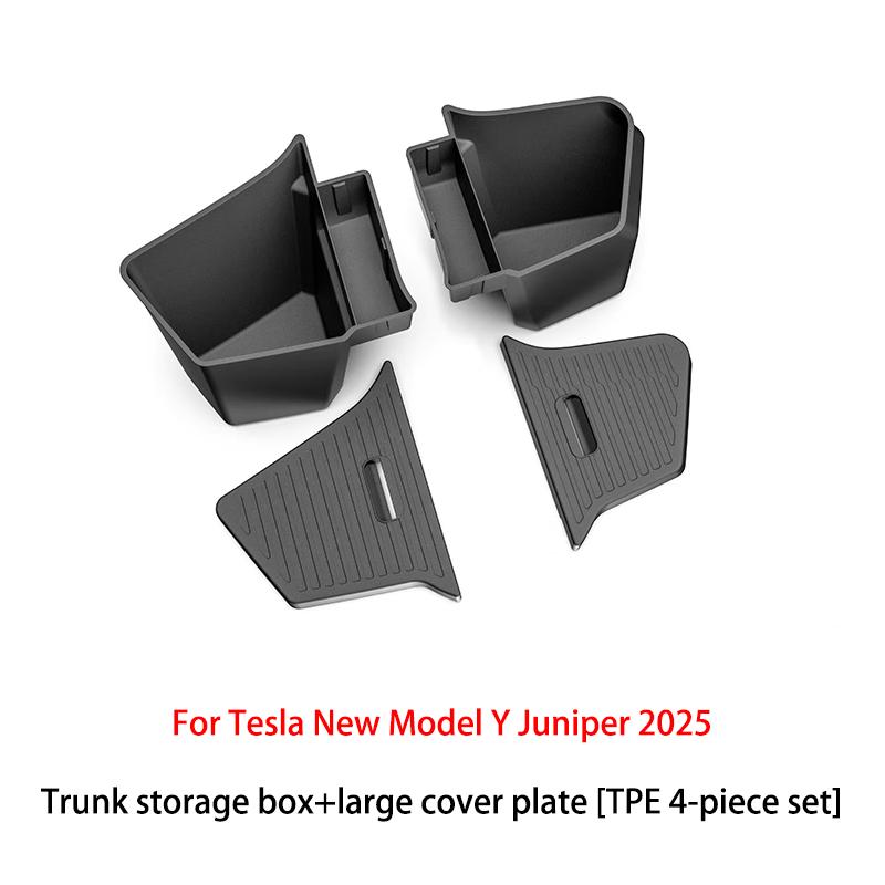 For Tesla Model Y YL Juniper Trunk Organizer Side Storage Box Boot Organizer Flocked TPE Mat Anti-dirty Car Travel Accessories