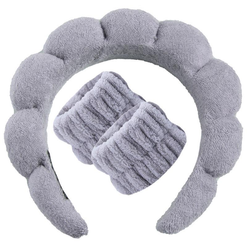 Cross-Border Waterproof Flannel Sponge Headband - Twist Braid Cloud Design for Washing Face
