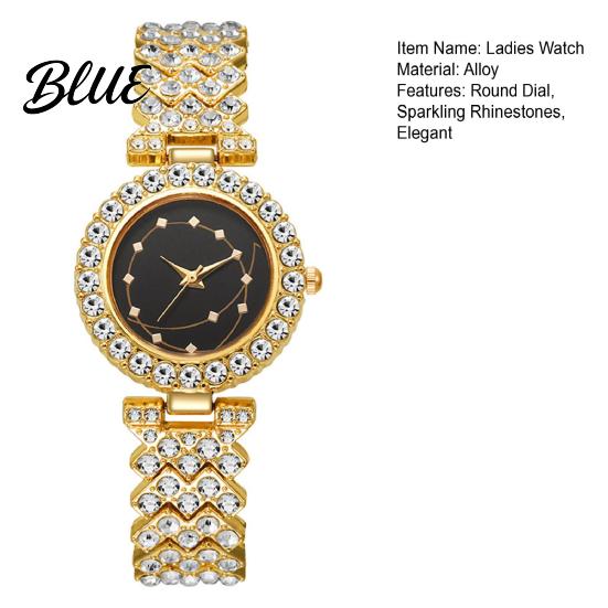 Sparkling Rhinestone Bracelet Luxury Women Watch Round Dial Quartz Analog