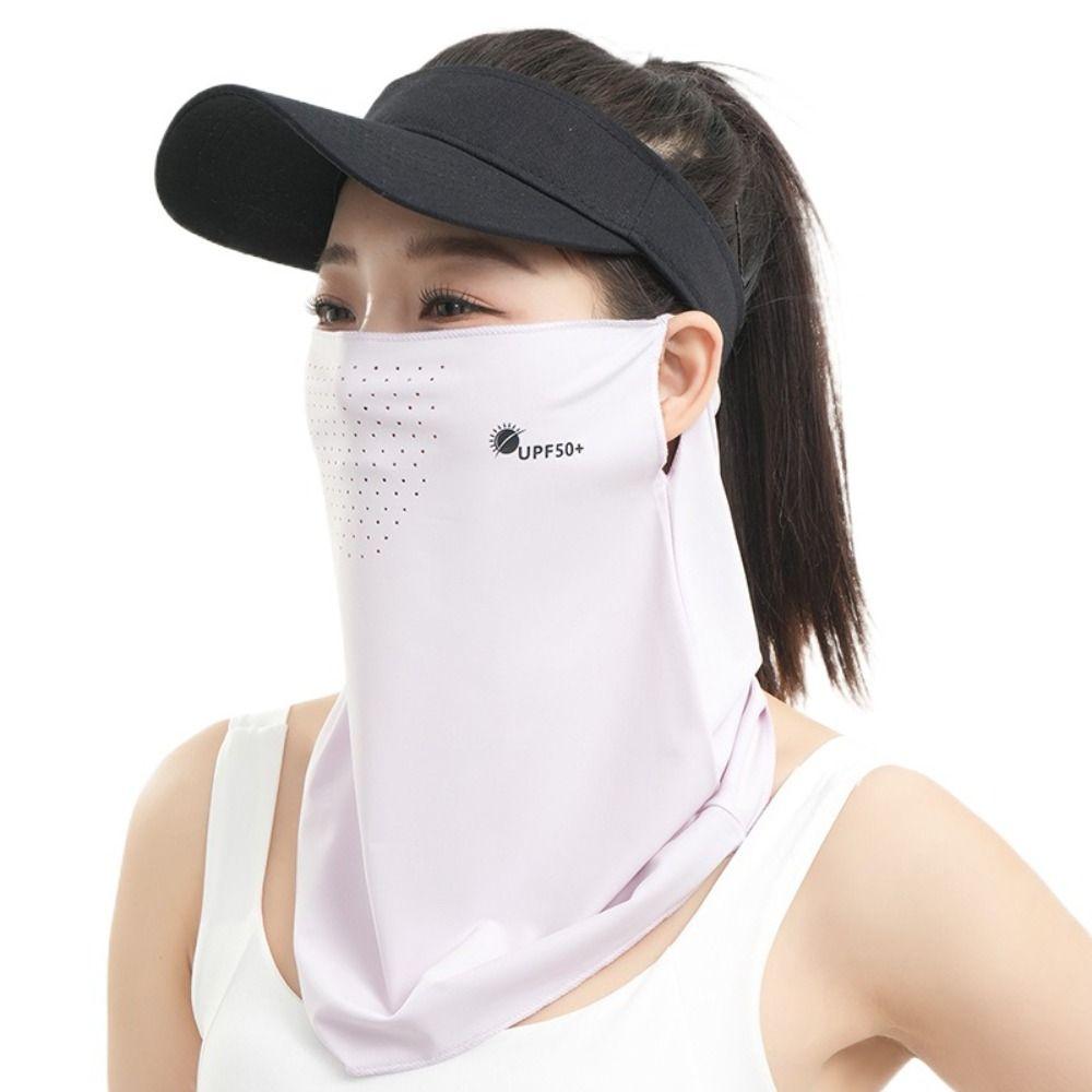 Letter Sunscreen Face Veil Breathable Neckline Face Cover Thin Summer Ice Silk Face Mask  Driving