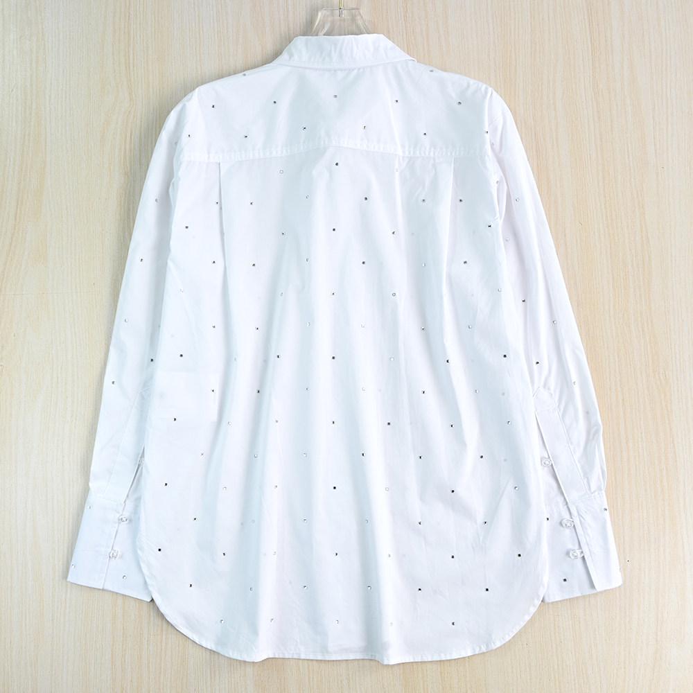 Siqi Women's Spring Rhinestone Long-Sleeve Casual Shirt