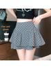Plus Size Grey Polka Dot A-line Short Skirt for Autumn - High Waist Fluffy Cake Design for Women