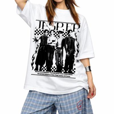 2026 Summer Fashion Trendy Tee Retro Jasper Inspired Unisex Black T-shirt Thai Boy Band Fanmade Merch Kpop Birthday Shirt