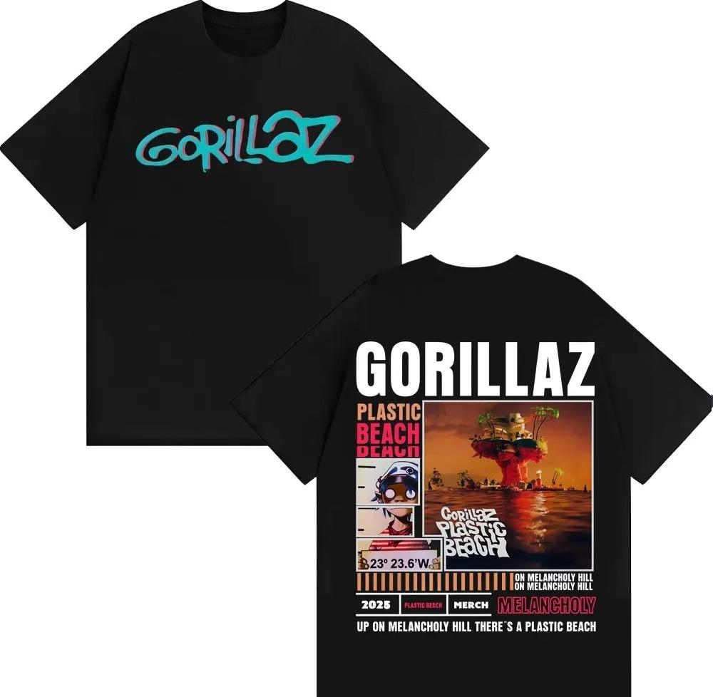 GUOYAN TOP Rock Band Gorillaz Merchandise T-shirt Mannen Vrouwen Kleding Vintage Mode Cartoon T-shirts Katoen Casual Oversized T-shirts Streetwear XL