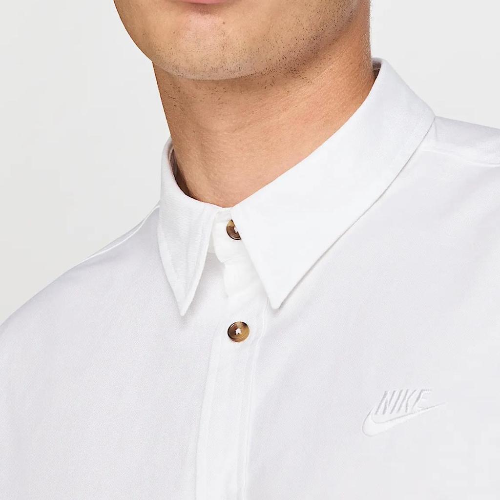 Nike Club Oxford Futura Comfortable Soft Versatile Long Sleeve Shirt Men Shirts White HM9591-100