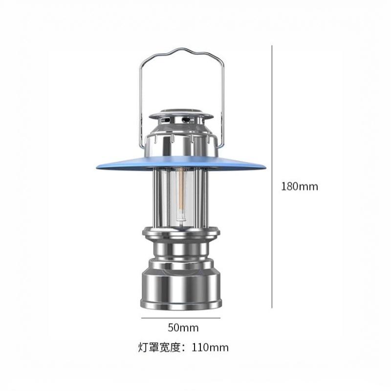 Portable Rechargeable LED Camping Lantern 3 Adjustable Brightness Modes Waterproof 10H Runtime with Metal Hook
