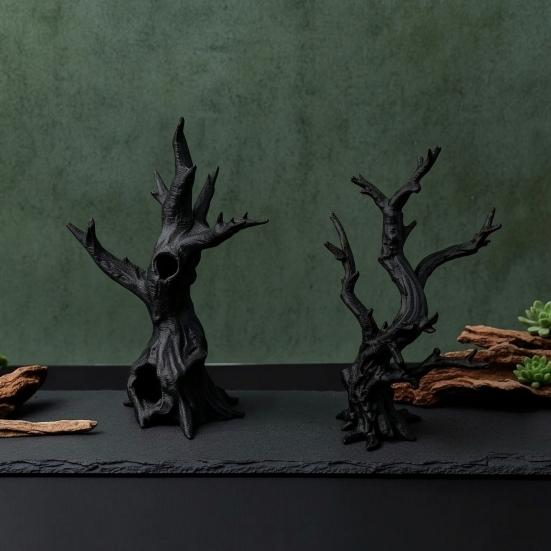 3D Printed Breeding Box Accessory 2Pcs Jumping Spider Tree, Hiding Cave, Hermit Crab Climbing Decor for Compact Shelter Small Pets Reptile Habitat