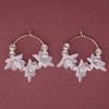 Fashion Trend White Acrylic Flower Drop Earrings Female Alloy Tassel Chain Pendant Earrings Korean Wedding Earrings