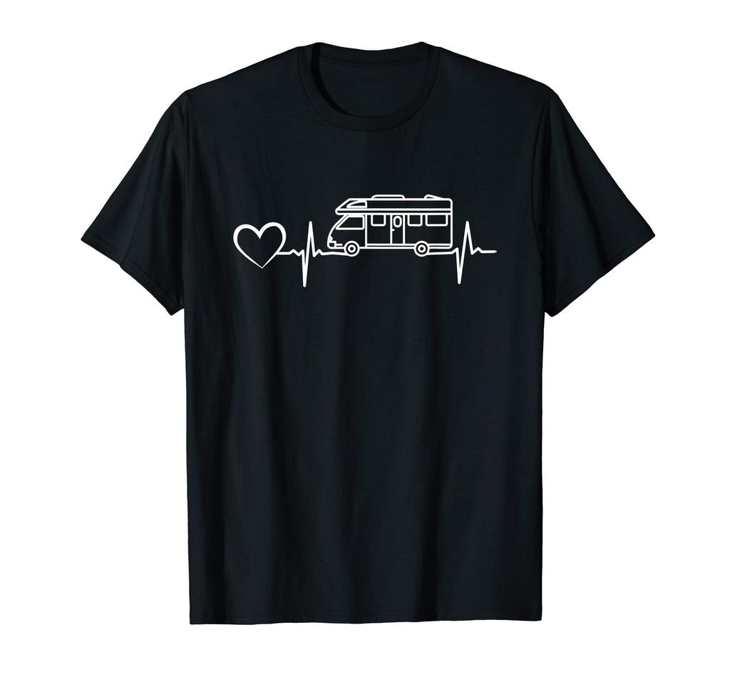 Camping Camper Heartbeat Heart Heartbeat Caravan T-Shirt