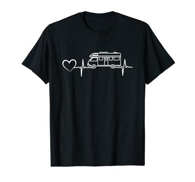 Camping Camper Heartbeat Heart Heartbeat Caravan T-Shirt