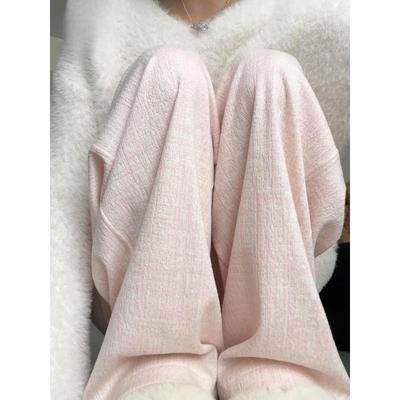 Pantalon rose à jambes larges pour femmes coupe droite décontracté confortable