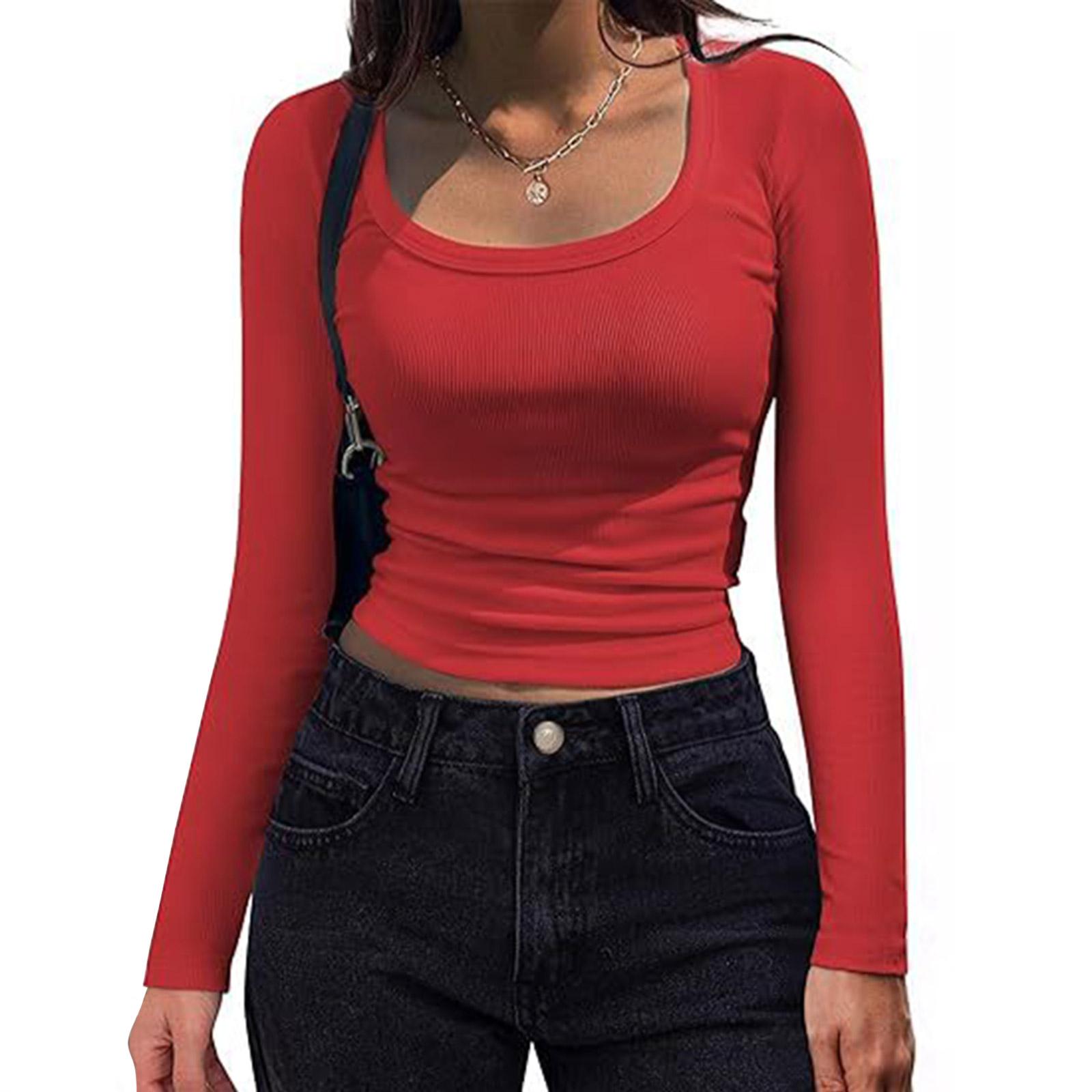 

Women s Long Sleeve Shirt R-Neck Casual Top S