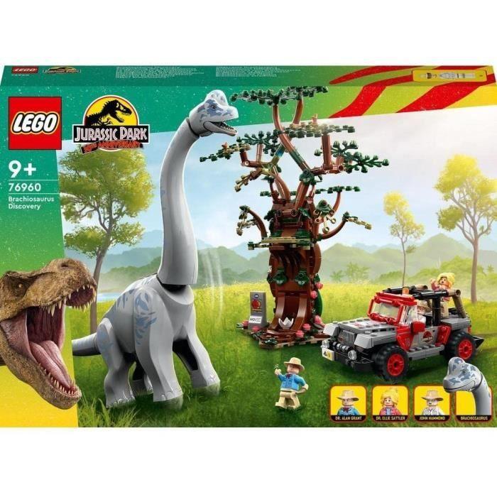 Lego® jurassic park 76960 la découverte du brachiosaure, jouet avec figurine de dinosaure et voiture