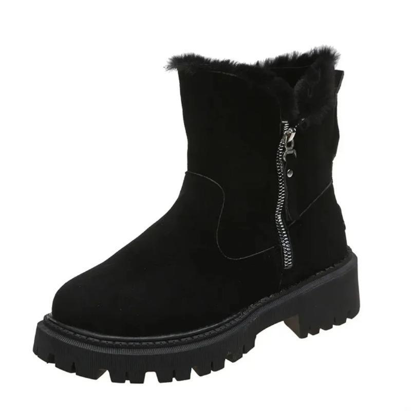 Thick plush snow boots for women, anti slip winter boots for women, warm cotton padded shoes, platform ankle boots, 2025