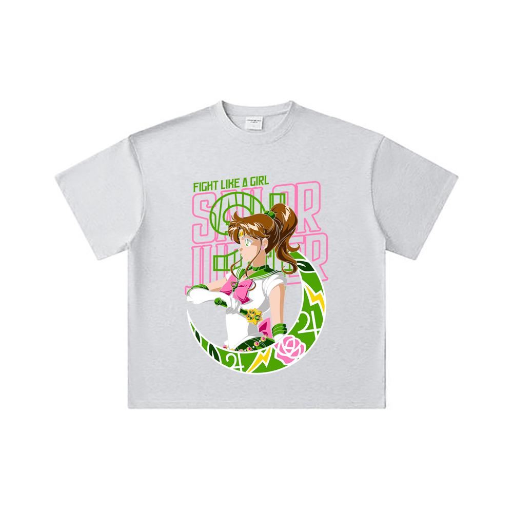 260 GSM Double Yarn 32 Count 100% Cotton Sailor Moon V7 Jupiter Print Unisex Heavy Cotton T Shirt
