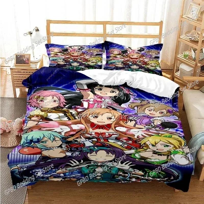 Cartoon Asuna Sword Art Online Bedding Set Single Twin Double Queen King Cal King Size Bed Linen Set