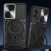 For Oppo A38 4G Kickstand Case Shockproof TPU+PC Phone Cover with Slide Lens Window