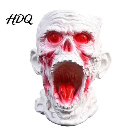 Stable Resin Pen Cup Gothic Skull Holder Realistic Zombie Head Makeup Brush Organizer Large Capacity Desktop Dark Home Office Decor Storage