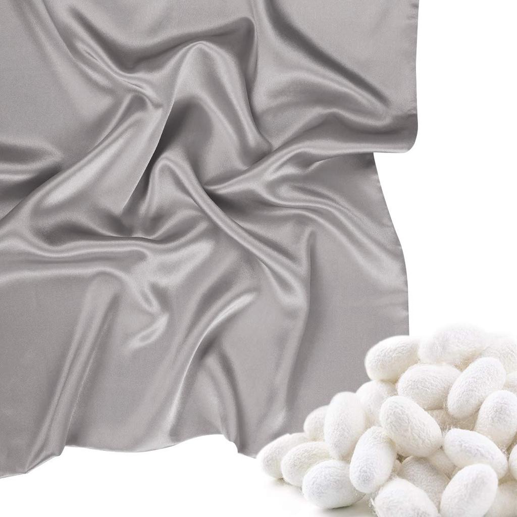 PiccoCasa Silk Pillowcase for Hair and 600 Thread on Each Silk Pillowcase with 80x80cm Skin, Count, 22" Side, "Momme" Zipper, Gray,
