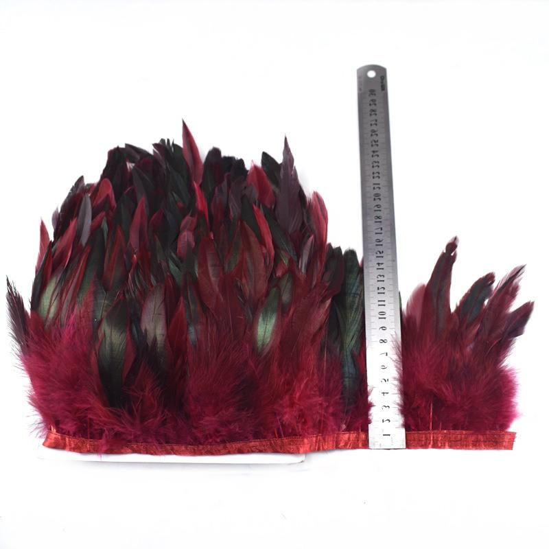 1Meter Natural Rooster Tail Feather Trims for Clothes Plumas 13-18cm Party Feathers for Crafts DIY Sewing Home Decoration Plume