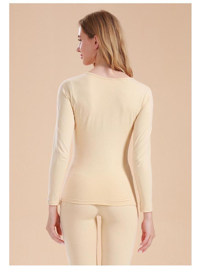 Dames Set van Pure Katoen Lange Onderbroek & Trui - Effen Kleur, Lichtgewicht, Warme Basislaag voor Herfst/Winter