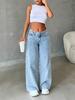 Højtaljede Løse Casual Denim Jeans til Kvinder Daglige Street Bukser
