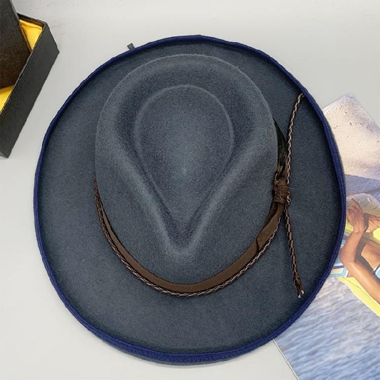 Elegant Feather Homburg Wool Styling Hat with Wide Brimmed Flat Hat Wide Brimmed Western Hat for Casual Wear