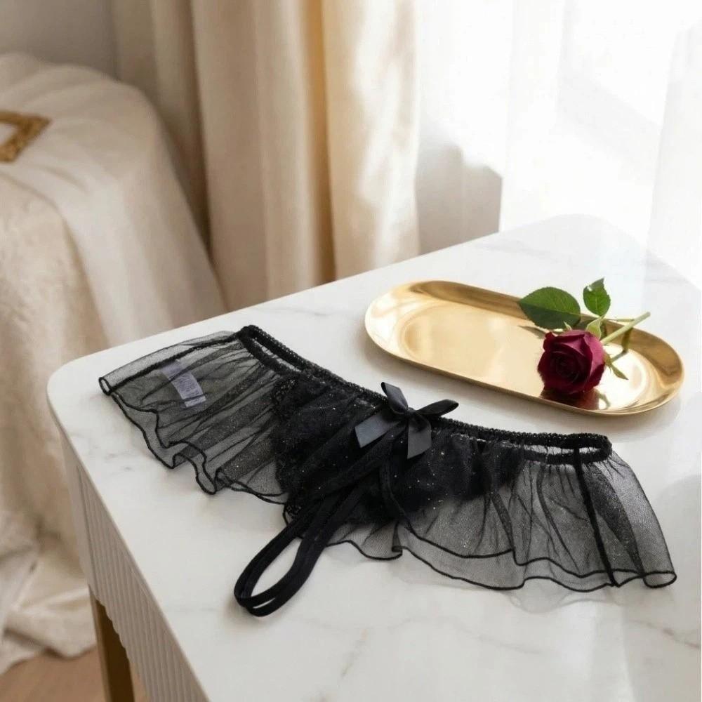 Open-crotch Lace Mesh Women Thong Sparkling Skirt Decor T-Back Panties  Wedding Night Bride