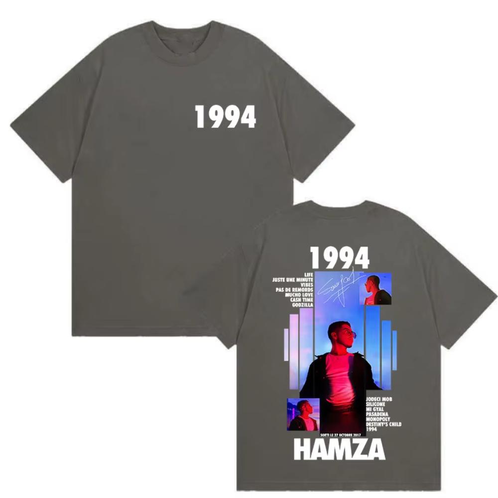 

Rapper HAMZA Tour Album Graphic T Shirts Unisex Women Retro Fashion Cotton Short Sleeve Tshirt Hip Hop ONeck Clothing 4XL