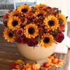 Artificial Sunflower Stem Realistic Fake Silk Sunflower Peony Wildflower Bouquet for Bridal Bouquets Wedding Centerpieces Home Party Table Vase Decor