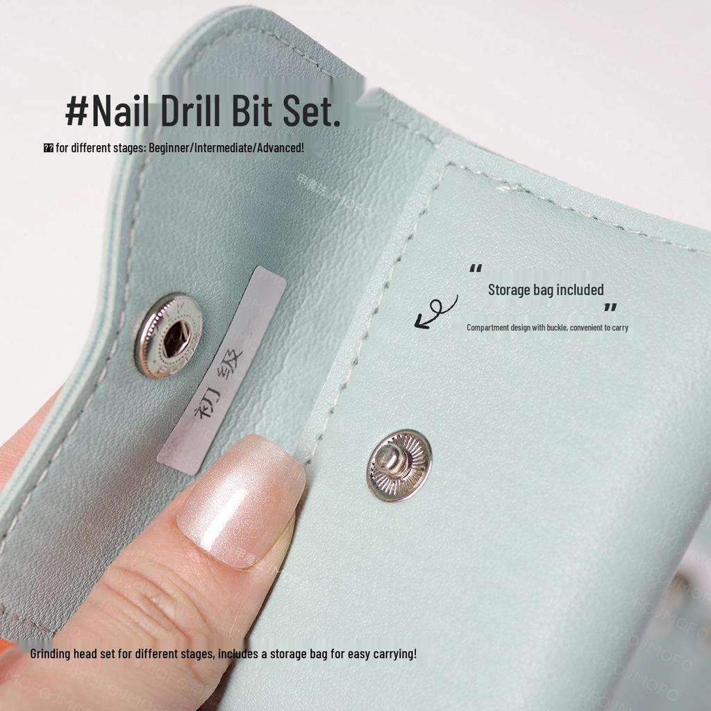 16-Piece Diamond Nail File and Grinding Bit Set with Storage Bag for Nail Art