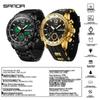 Sanda Men's Dual Display Multifunction Steel Band Sport Waterproof Watch