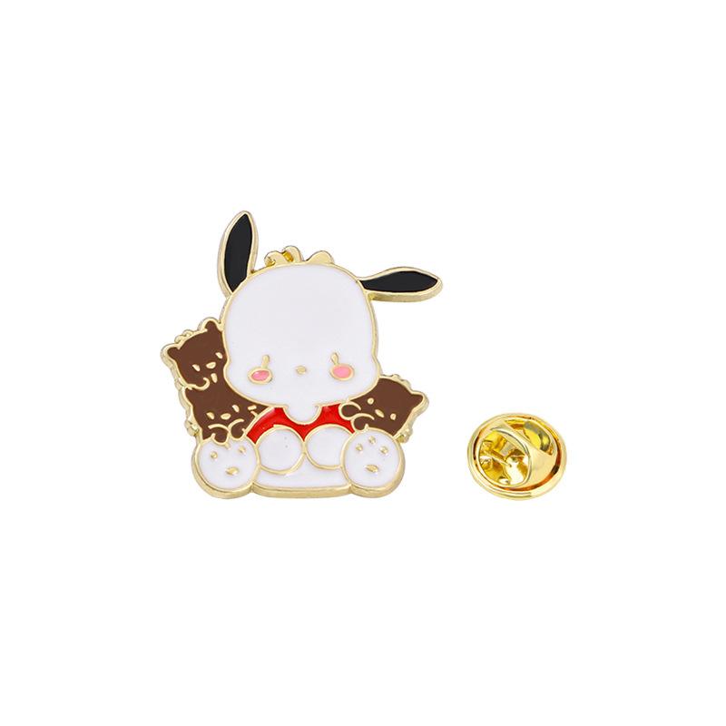 Anime character peripheral Sanrio brooch cartoon cute dripping oil Pacha dog clothes decoration schoolbag accessories