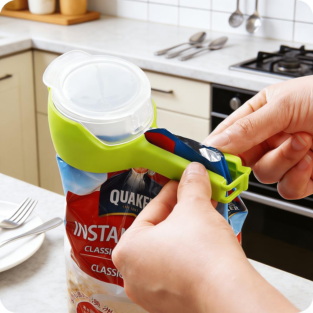 1 pezzo di Clip Sigillanti per Alimenti con Beccuccio Erogatore, Clip Sigillanti a Prova di Umidità per Snack e Fiocchi d'Avena, Sigillatore per Sacchetti da Cucina per la Freschezza, Clip Sigillanti