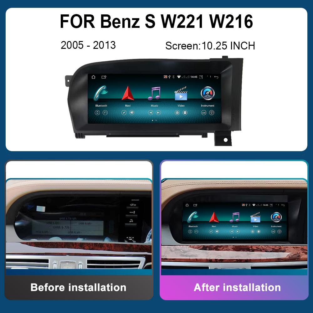 Android Car Radio Multimedia Player DSP Stereo 10.25 Inch Right Hand Drvie for Benz S W221 W216 2005 - 2013 NTG 3.0 3.5 System