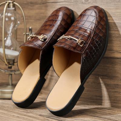Fashion Summer Man Loafers Wedding Dress Muller Shoes New Fashion Men's Casual Half Footwear Casual Leather Lightweight Male Half Drag