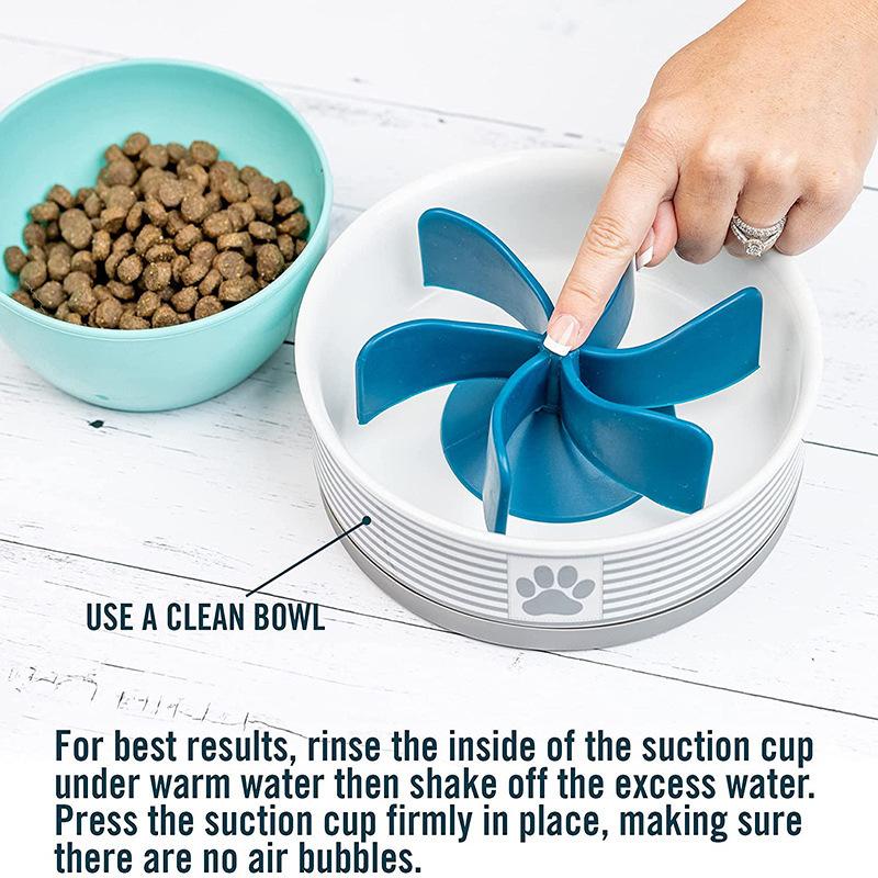Pet anti-choking dog spiral feeder plate insert with suction cup anti-slip anti-choking slow food device to prevent obesity