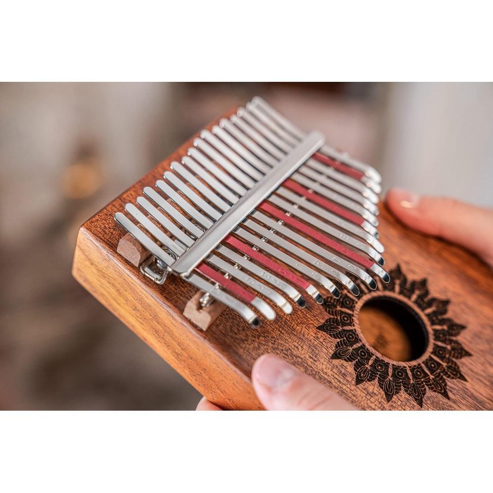 Sonic Energy Electric Kalimba Sound Hole Pickup Mahogany 17 Keys C Major Scale PKL1708H Case Bag Cloth Tuning Hammer Included