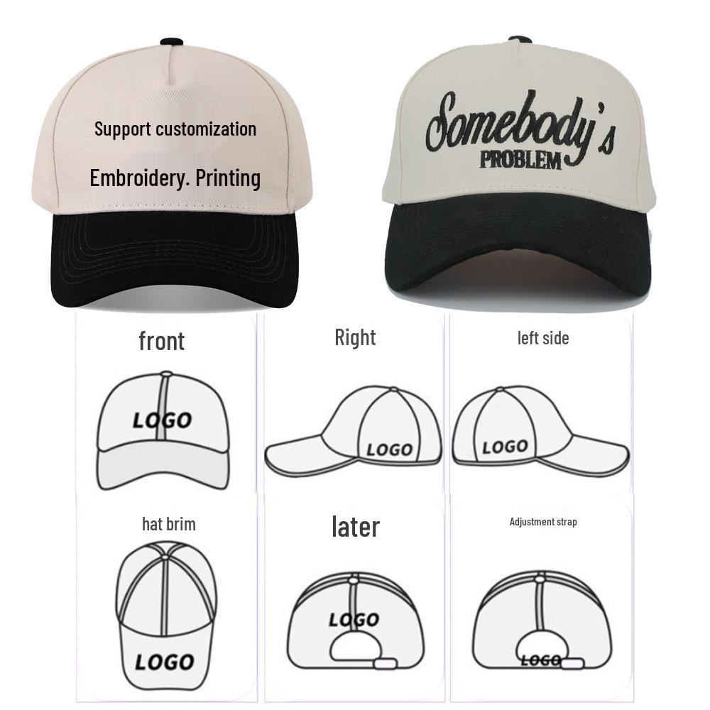 Pure Cotton Patchwork Five-Panel Baseball Cap with Custom Logo Embroidery