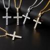 Unisex Hip Hop Copper Pendant with Inlaid Zirconia Cross Necklace