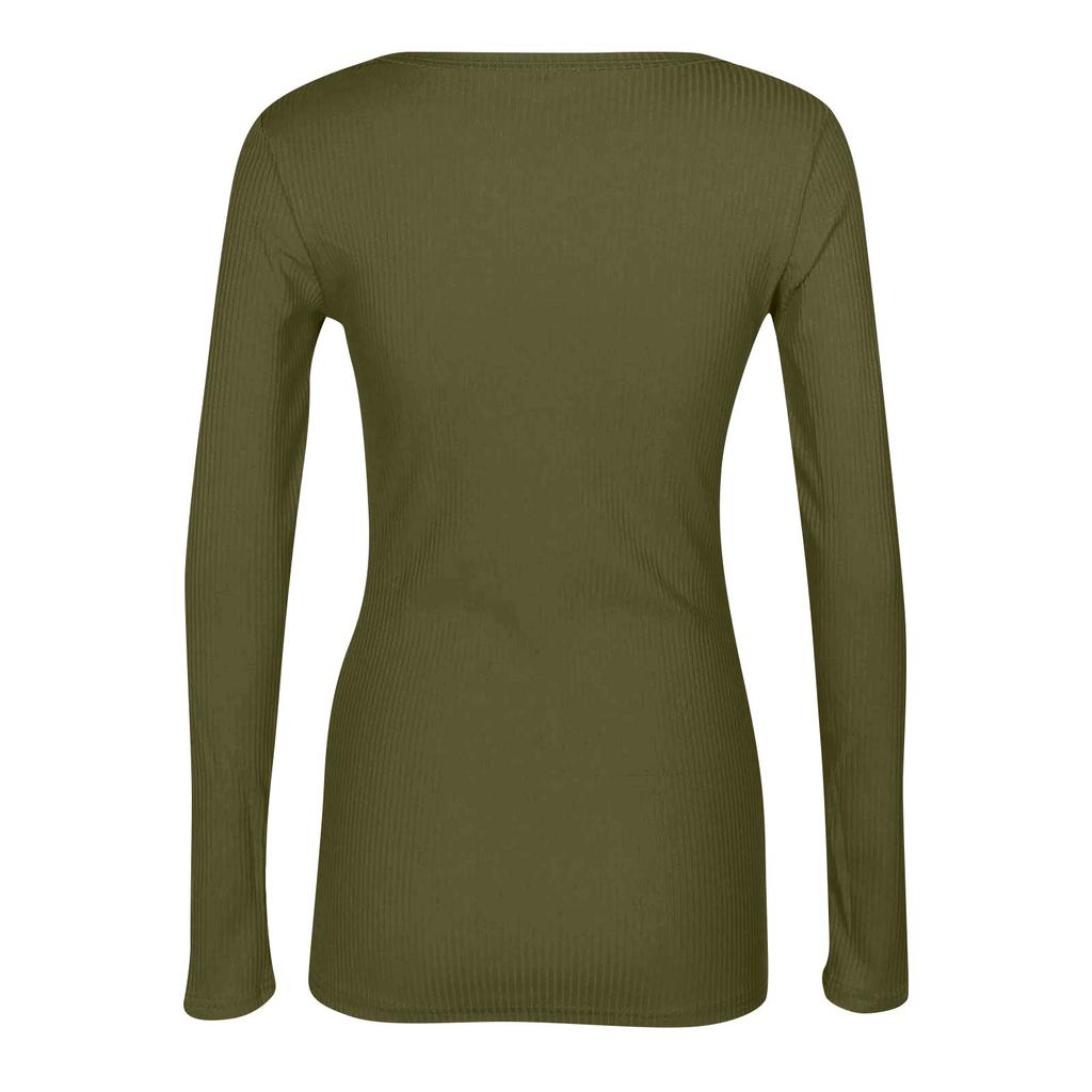 Women's  And Winter Slim Bottom T-shirt Fashion Casual Solid Color O-Neck Pullover Long Sleeve Top
