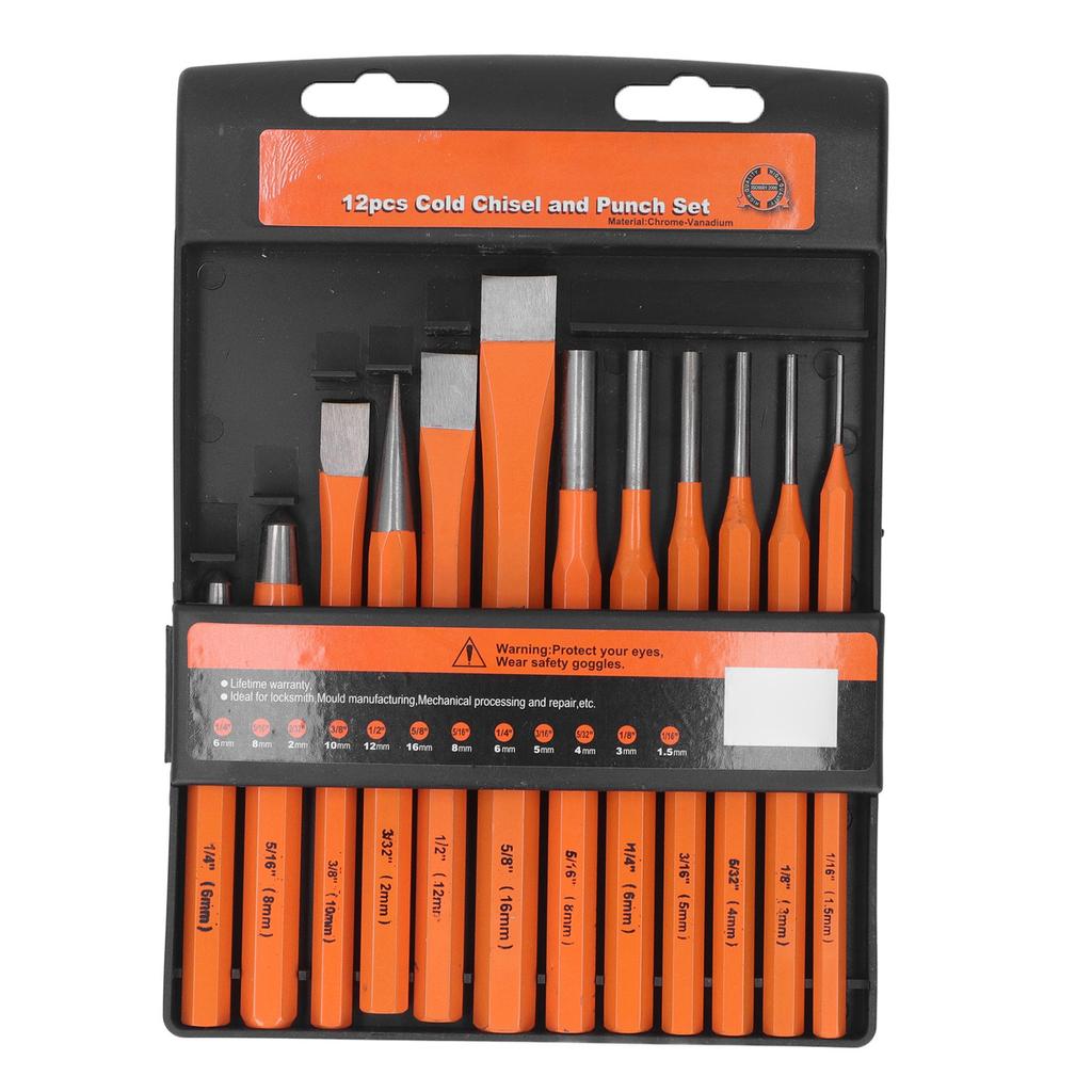 12PCS Roll Pin Punch Chisel Set Multiple Size Punch and Chisel Removing Repair Tool DIY Tool for