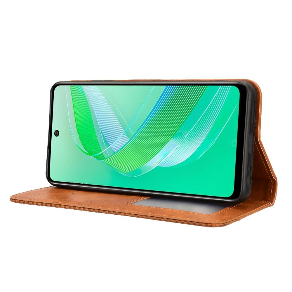 For itel Power 55 5G Leather Case Wallet Stand Retro Texture Phone Cover