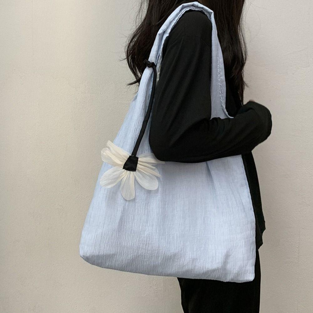 Sweet Women's Shoulder Bag Soft Shopping Bags Makeup Bags Solid Color Handbag Girls