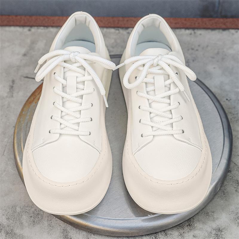 2024 spring and summer new Korean simple style men's thick low-top soft-soled casual shoes fashionable versatile white shoes