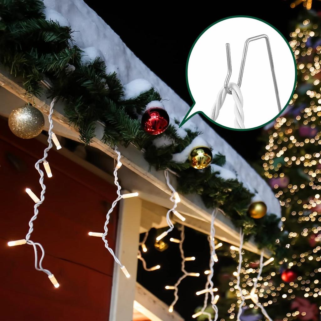60-Count Metal Gutter Hooks for Outdoor Christmas Lights, Outside Lights Gutter Hangers for Gutter Guards Mesh Leaf Filter Shingles Eaves Fences,