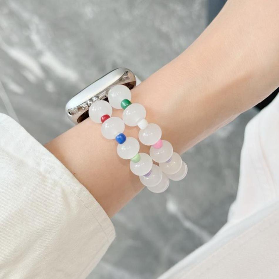 

Strap For Apple Watch Band S11/10/9/8/7/SE/Ultra 3 IWatch 49/46/45/44/42/41/40/38mm Fashion Stone Rainbow Bead Elastic Bracelet 38 40 41(S11 10)42MM